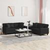 2 Piece Sofa Set with Cushions Black Faux Leather