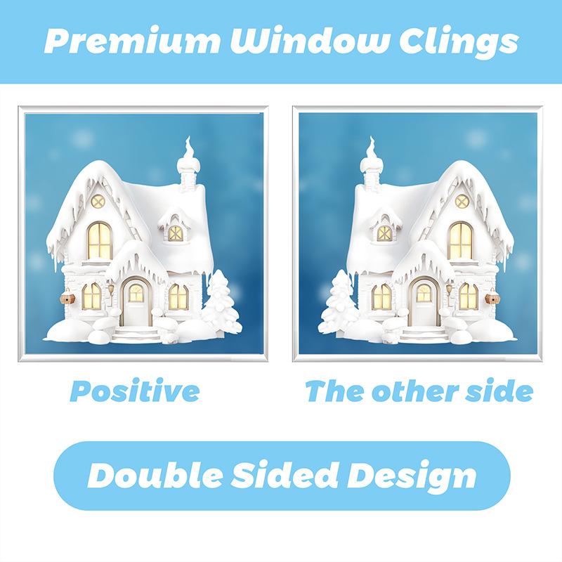 Christmas Stickers Santa Snowman Double Side Static Paste Home Mall Window Wall Decoration Christmas Atmosphere Stickers