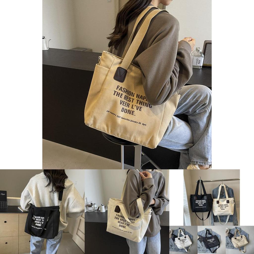 Large Capacity 2024 New Casual Tote Bag Stylish Canvas Shoulder Bag For Students