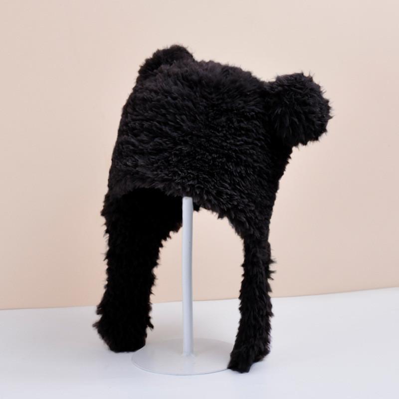 Cozy Winter Kids Hat With Polyester Fabric And Bear Ears For Cold Weather чёрный