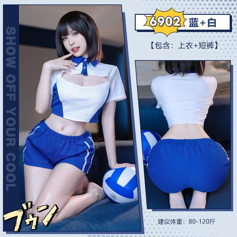 

Частный спортивный костюм для занятий аэробикой в стиле колледжа, сексуальный, чистое желание показать соблазн своей груди average size [within 60kg]