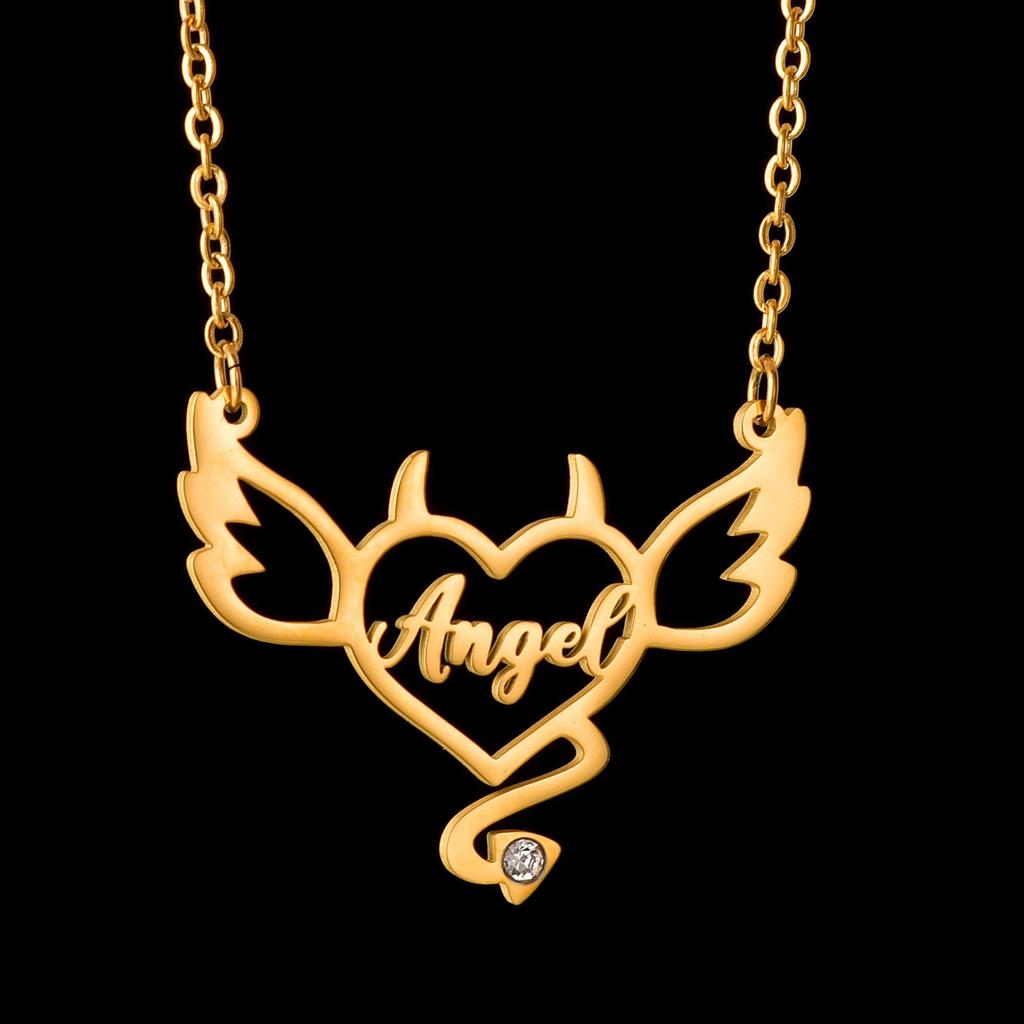 Atoztide Personalized Custom Rose Heart Name Necklaces for Women Stainless Steel Pendant Choker Link Chain Birthday Jewelry Gift