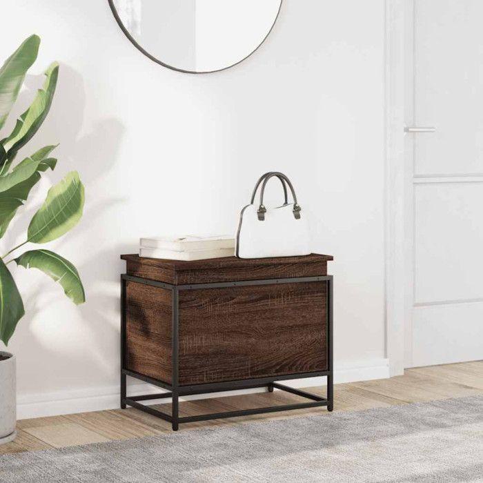 Storage Box with Lid Brown Oak Engineered Wood