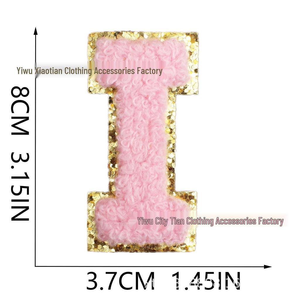 Roaring Sky Chenille Gestickter Englischer Buchstabe Aufbügler, 8cm