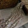 Ancient Natural Pink Crystal Cold White Shijia Pearl Gypsophila Collarbone Chain Necklace Female Niche Design