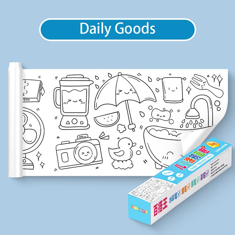Diy Coloring Drawing Paper Roll Painting Sticky Early Educational Toy Gift Kid
