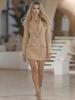 Women's Autumn Winter Formal Long Sleeve Double-Buttoned Suit Dress