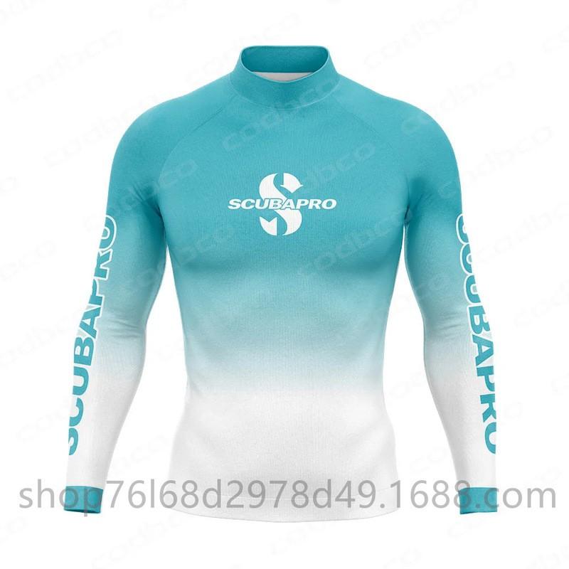 Mens UV Protection Rash Guard Long Sleeve Wetsuit Top Snorkeling Diving Surfing Water Sports Quick Dry Neoprene