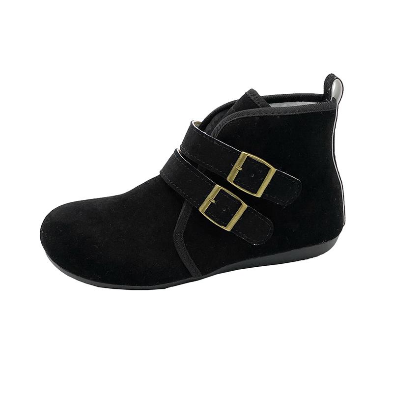 Fashion Fashion Booties Autumn New Round Toe Suede Metal Buckle One Strap Soft Sole Anti-slip Wear-resistant Flats