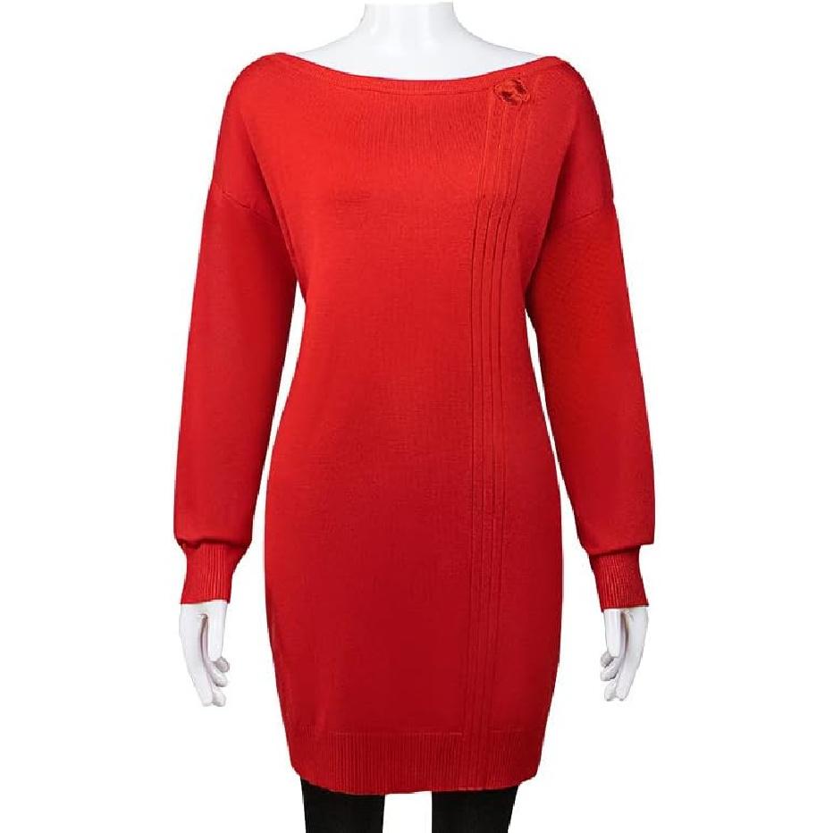 

Женский костюм для косплея COLSA Аниме Красный свитер Униформа Наряды на Хэллоуин Полный комплект с серьгой Small