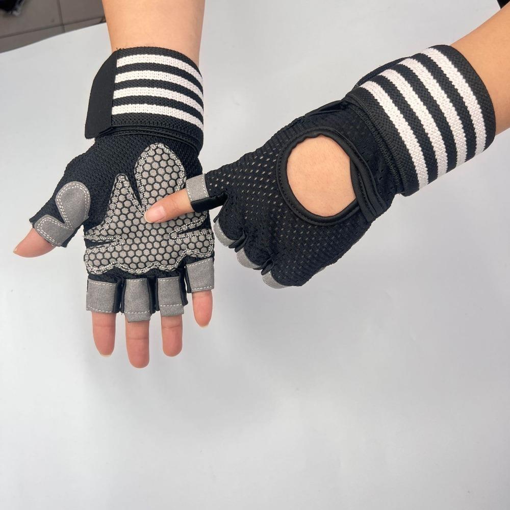 Half-finger Gloves Men's Fitness Gloves Couple's Mesh Breathable Outdoor Cycling Sports Gloves Women's Hair