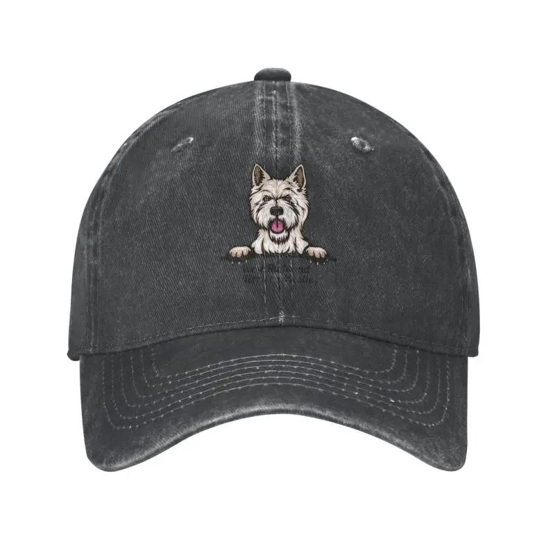 Klassisk Unisex Bomull Tittande Hund West Highland White Terrier Basebollkeps Vuxen Westie Justerbar Pappahatt för Unisex Kvinnor Utomhus