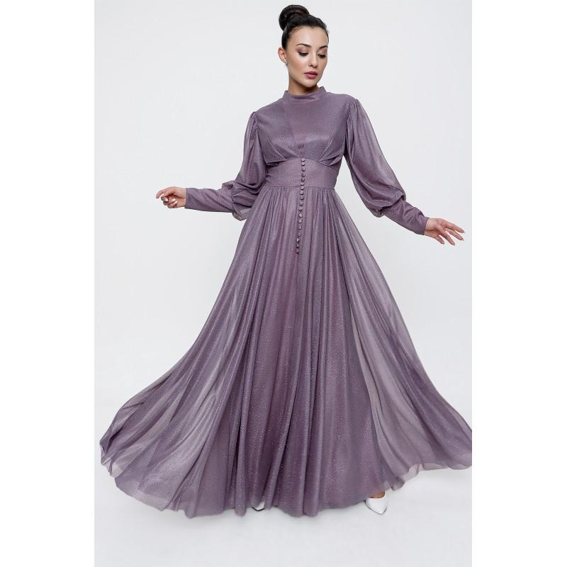 

Длинное серебристое платье с пуговицами