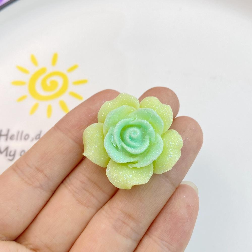 7Pcs New Mini Cute Shiny Roses Flat Back Resin Cabochons DIY Jewelry Craft Decoration Accessories