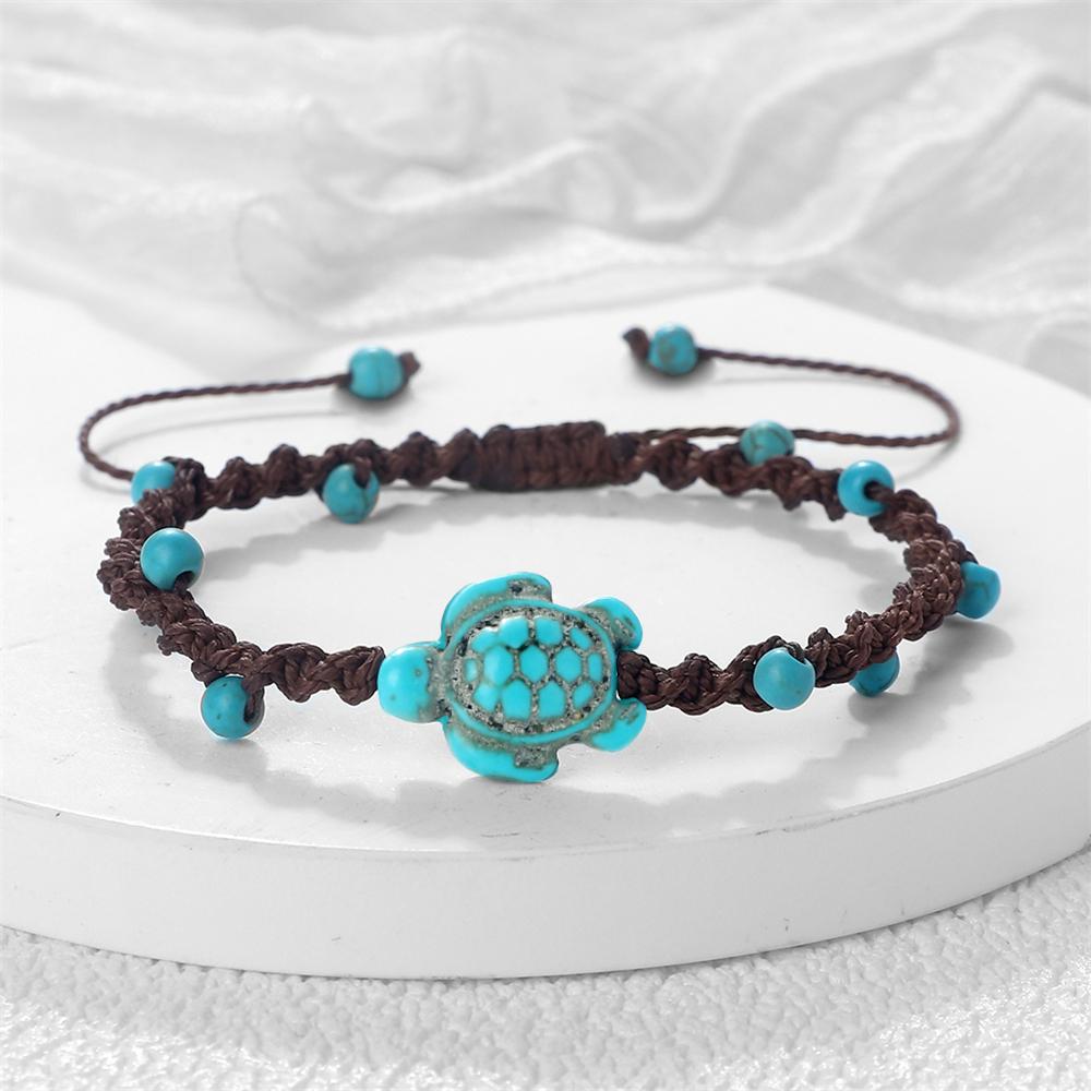 Braccialetti Intrecciati Bohémien in Pietra Naturale da 4 mm Braccialetto Fatto a Mano con Ciondolo Tartaruga Gioielli alla Moda Curativi Regali per Uomini Donne