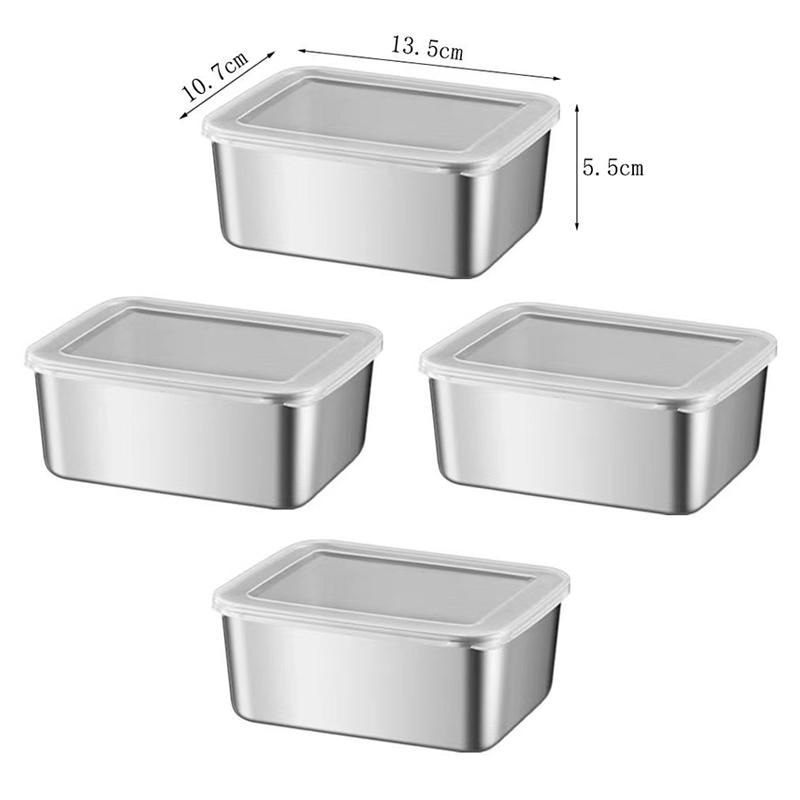 2/3/4/5 Pezzi Contenitore per Alimenti in Acciaio Inossidabile con Coperchio Grande Capacità Conservazione Alimenti Scatola per Mantenere la Freschezza Vassoio