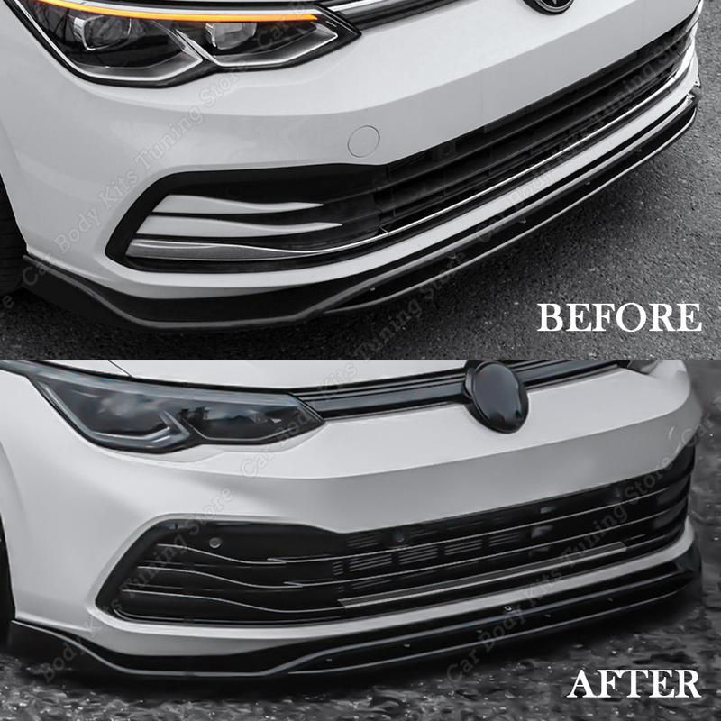 For Volkswagen Golf 8 MK8 TSI TDI 2020-2023 Front Bumper Grill Moulding Strips Sticker Body Kits ABS Gloss Black Bar Decorative