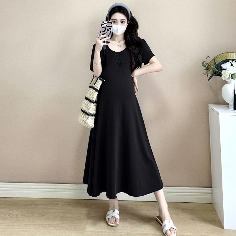 2026 Summer Maternity Pure Cotton Plus Size Slimming Long Dress 2XL