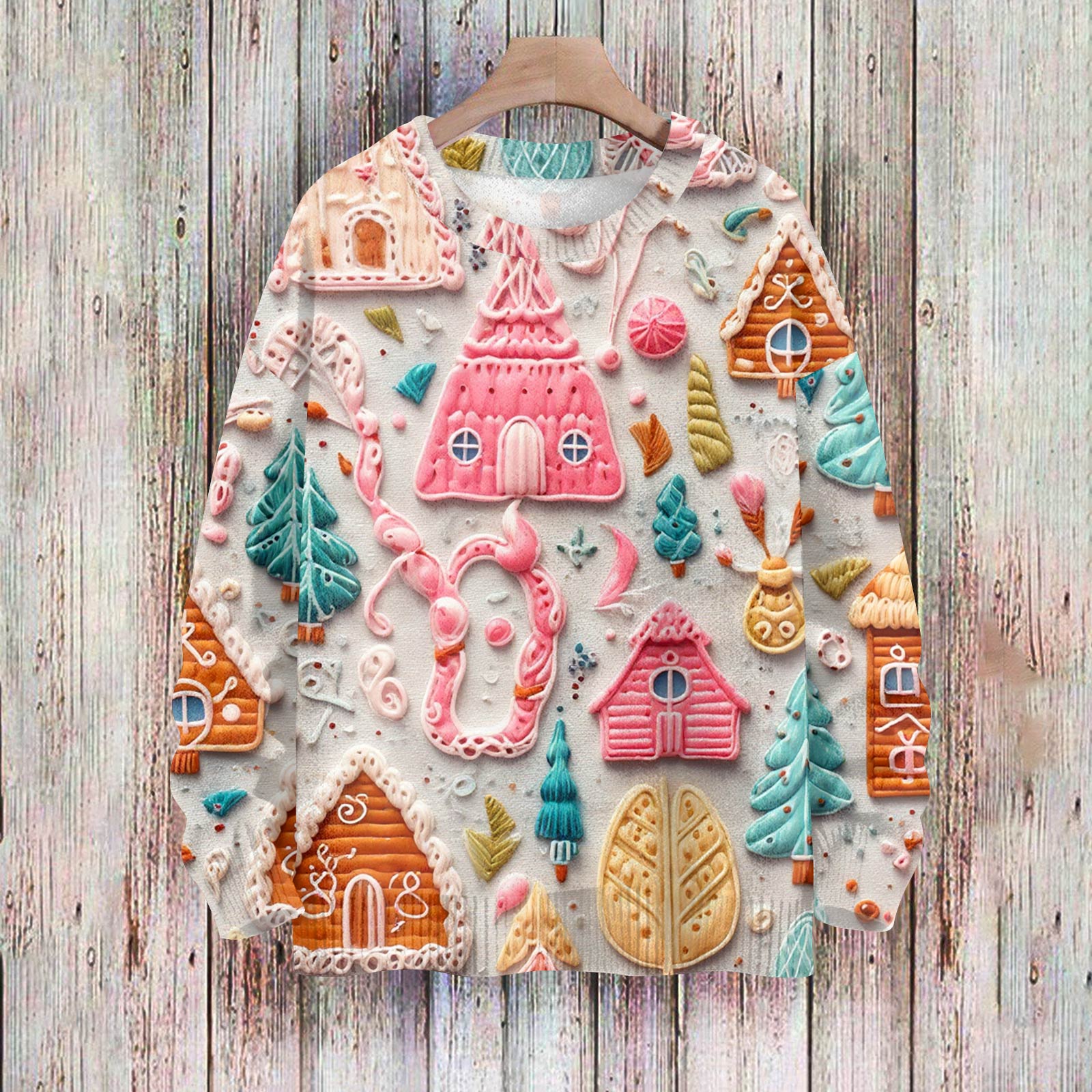 

Рождественские толстовки для женщин Вязаный свитер Милая рубашка Осенний свитер с круглым вырезом Топы M