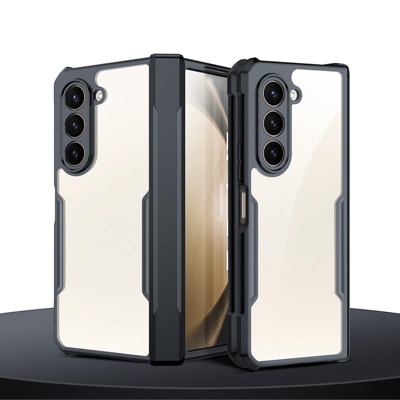 XUNDD For Samsung Galaxy Z Fold5 5G Case PC+TPU+Tempered Glass Phone Cover with Glass+Protective Bar