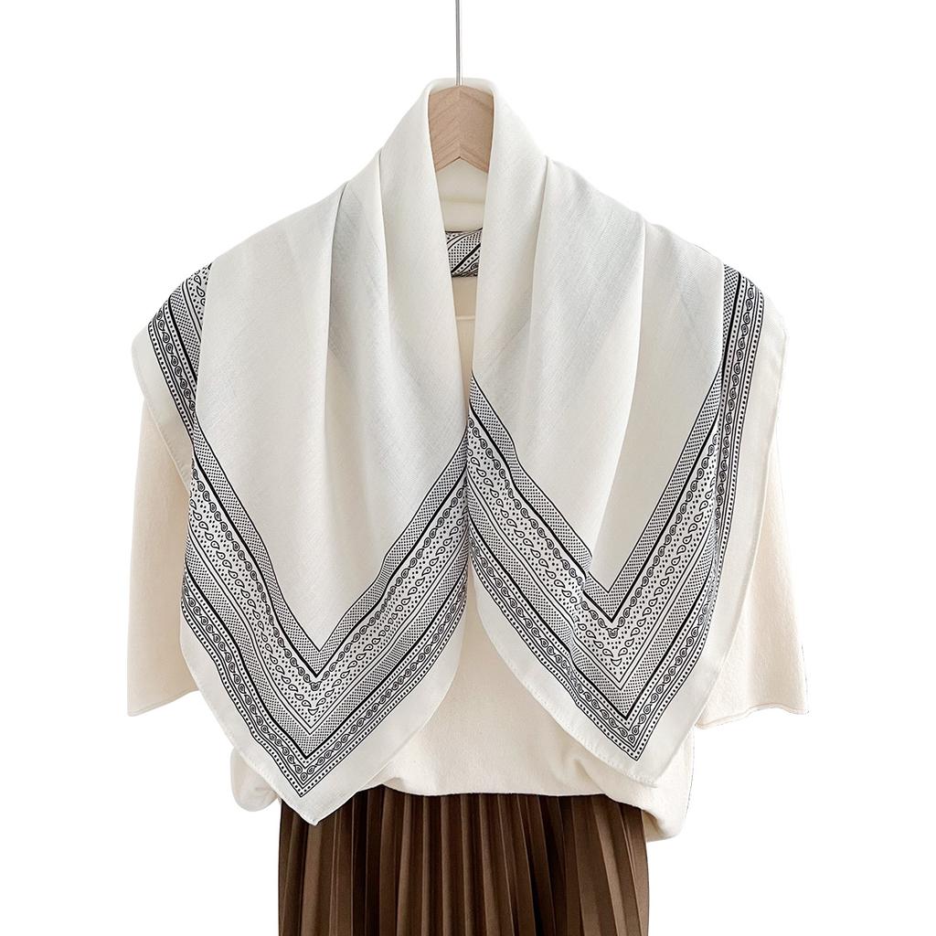 Retro Cashew Herringbone Pattern Spring and Autumn New Small Square Scarf Women's Decorative Headscarf Scarf Go Out Neck Shawl