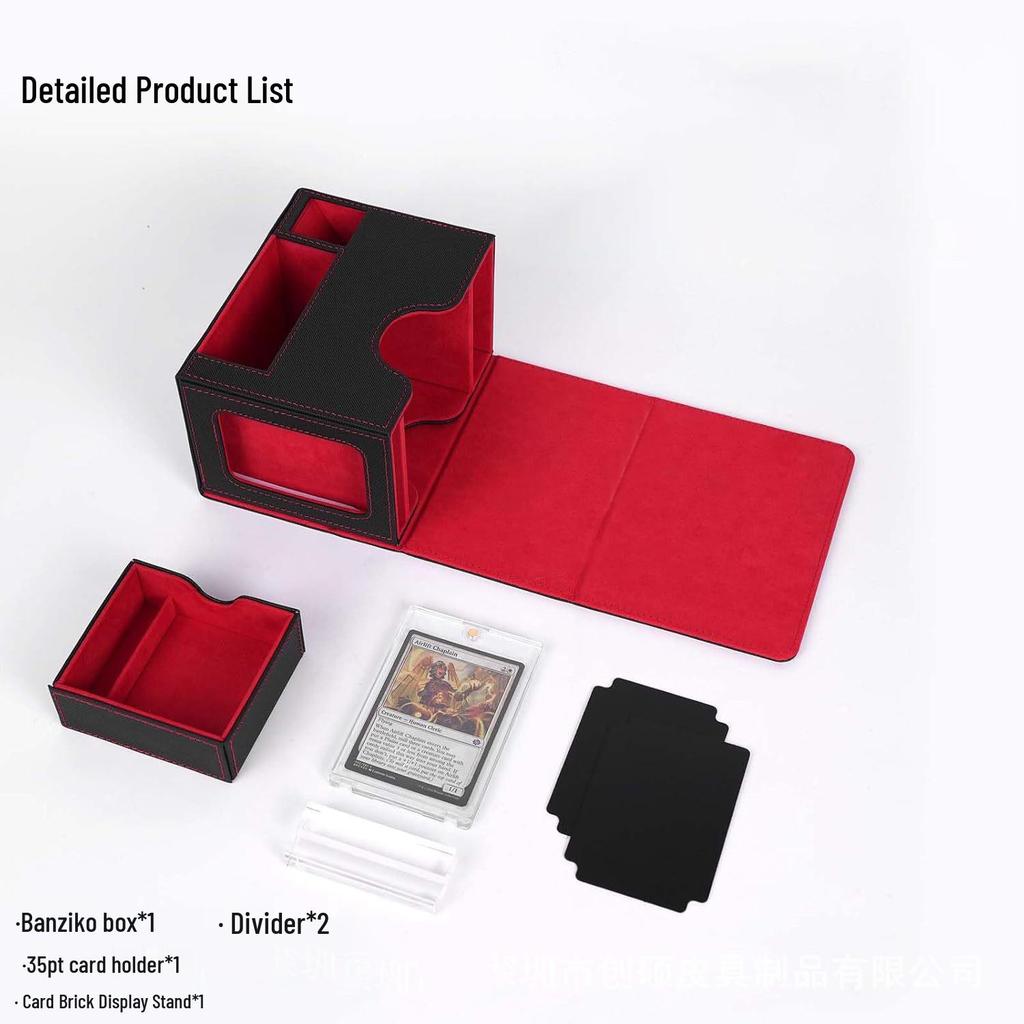 PU Leather Dice & Card Storage Box for 120+ Sleeved Cards, Dice, and Tokens - Compatible with Yu-Gi-Oh! & Magic: The Gathering, with Windowed Display.