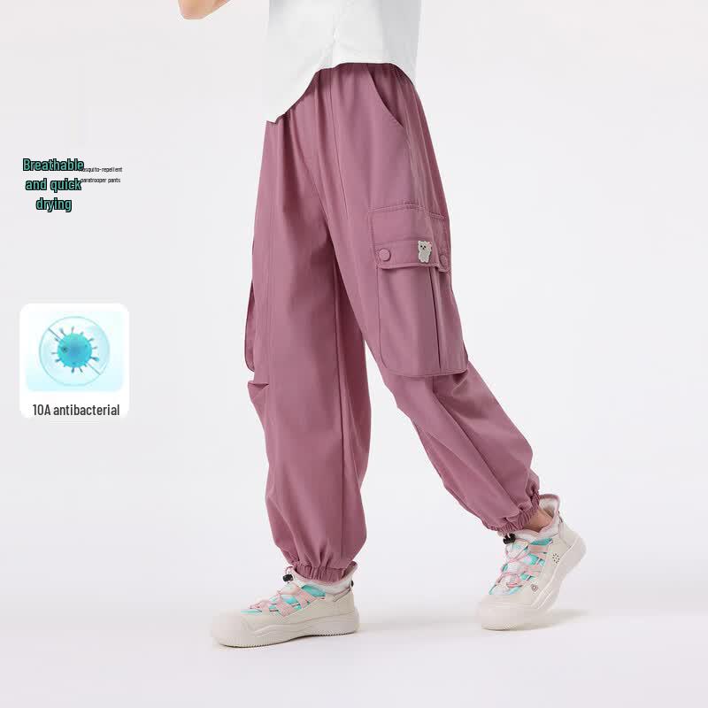 Xiaoyinman Girls  10A Antibacterial Jogger Cargo Pants 130
