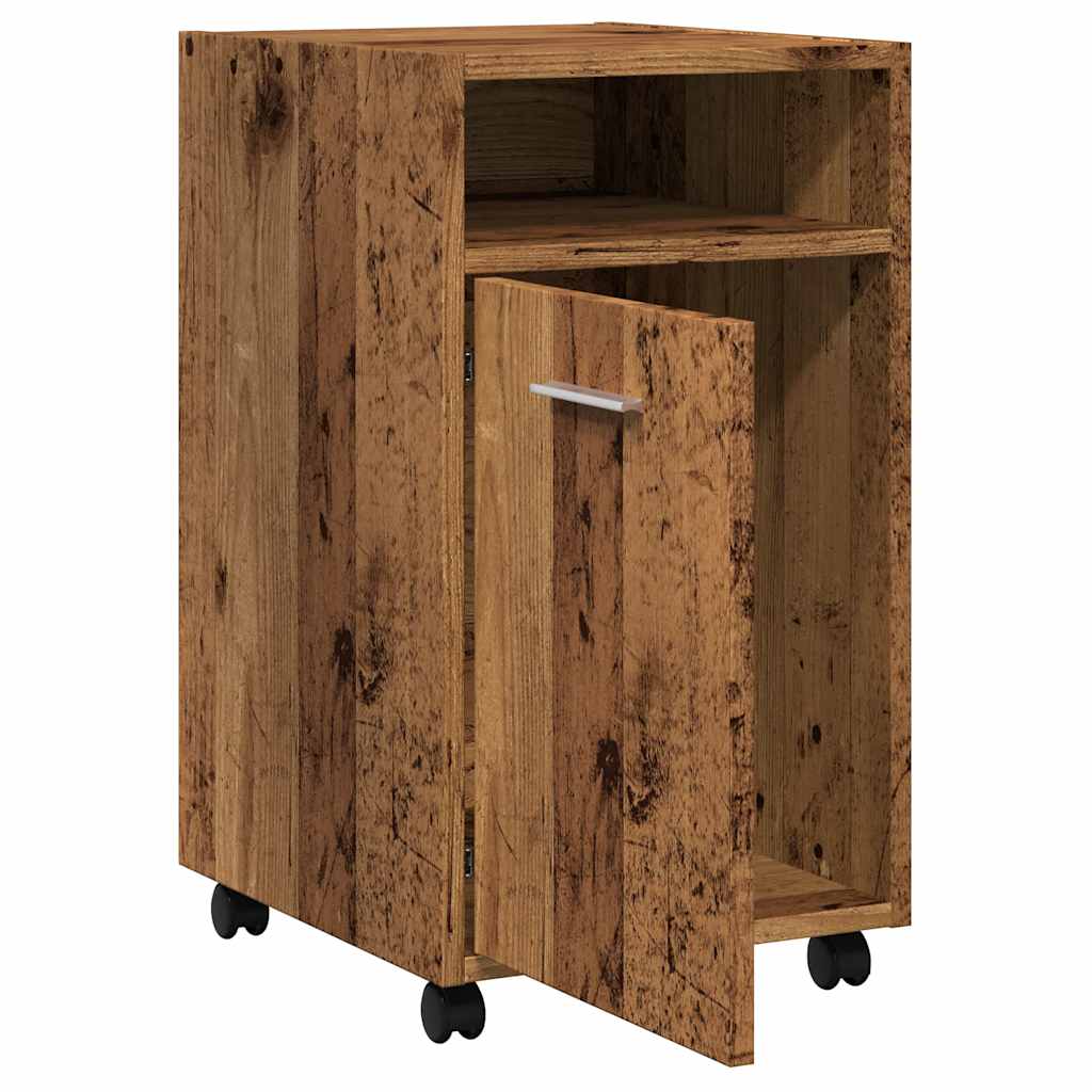 Cabinet with Casters Rustic Wood Look 33 X 38 X 60 Cm Engineered Wood