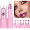 Bow Glitter Lipstick Bright Rose Pink Diamond Lipstick Mirror Pearlescent Shine Waterproof Long-Lasting Glossy Lip Tint Makeup