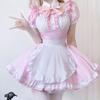 Shangki Manufacturing Gothic Lolita Dienstmädchen Moe Cosplay Short mit ordentlicher und hübscher Kellnerin Rosa Dienstmädchen Übergröße Outfit, Kostüm, Ärmel, Rüschen,
