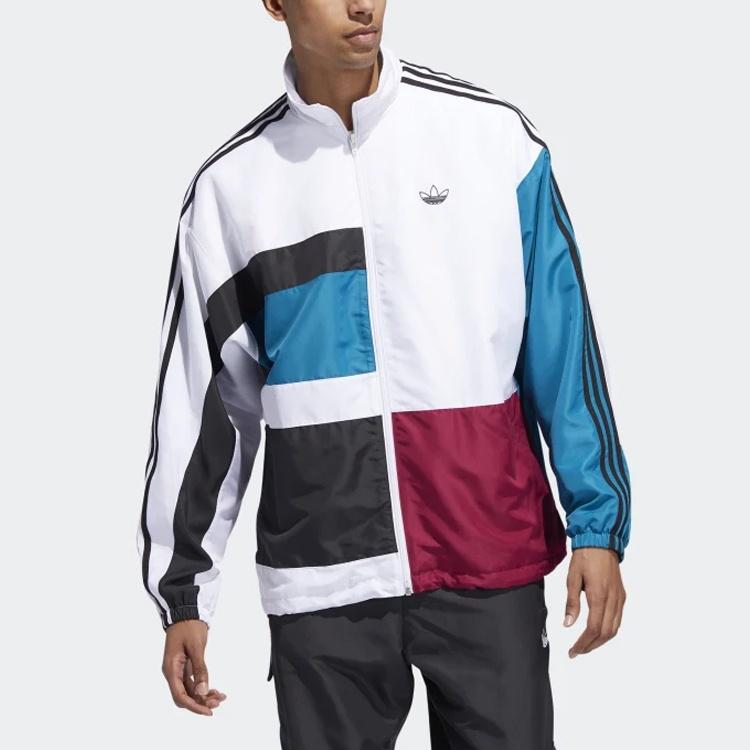 adidas originals Spirit Oversized Multicolor Splicing Sports Jacket White Men's ED6242