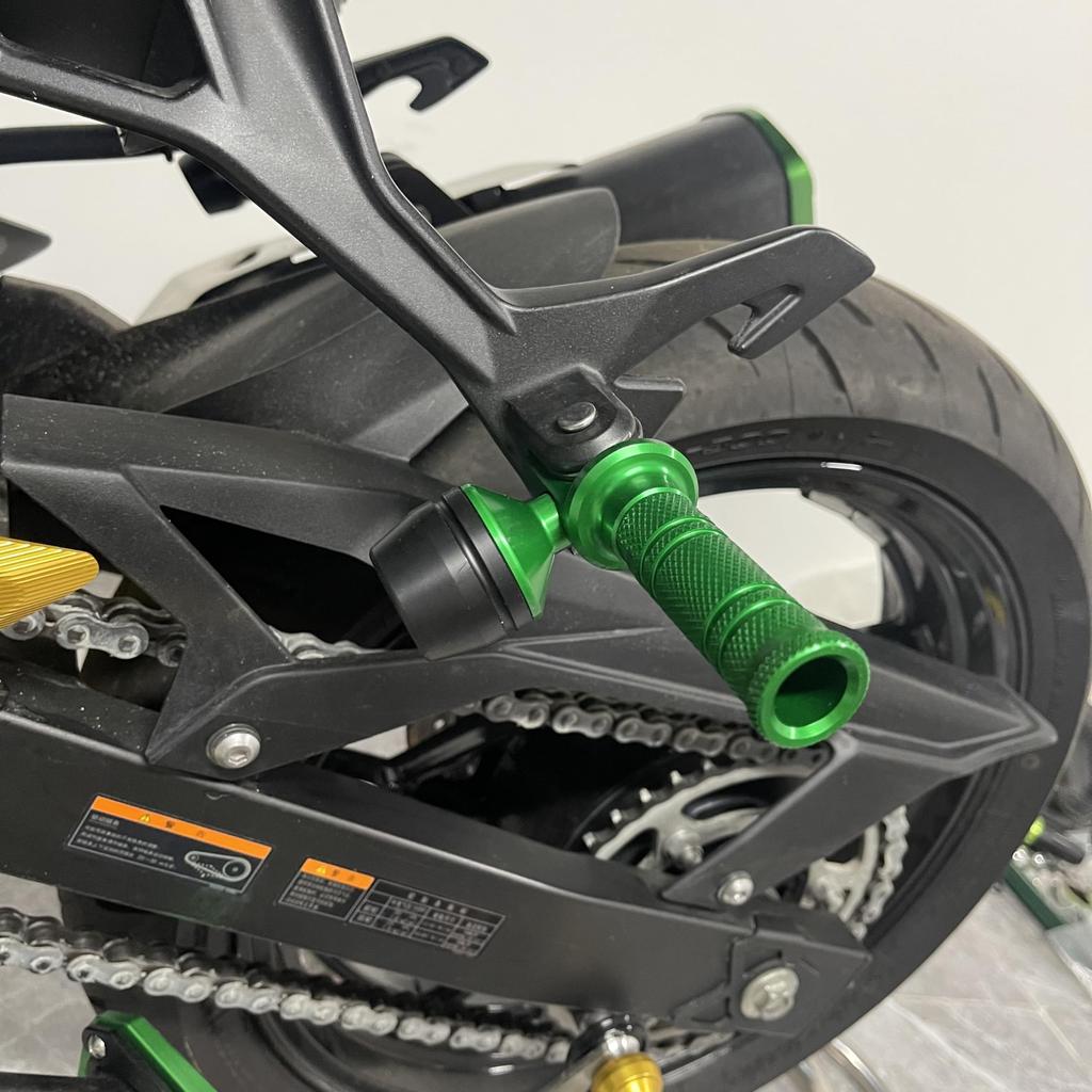 Motorcycle Tandem Step Slider for Kawasaki ZX-25R/SE, ZX-4R/SE, ZX-4RR, Ninja 250, Ninja 400, Z250, and Z400 (All Models), Aluminum (Green)