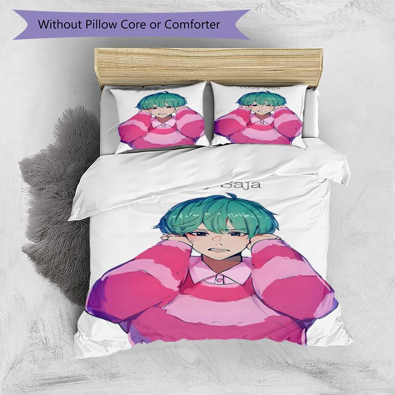 3pcs KPop Demon Hunters SAJA BOYS2 Design Cover Set - HD Printed Bedding with 1 Cover and 2 Pillowcases - Perfect for Home and Dorm Decor