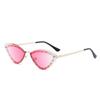 Vintage Cat Eye Women Luxury Diamond Sunglasses Rimless Ocean Lens Female Triangle Rhinestone Sun Glasses Shades Uv400