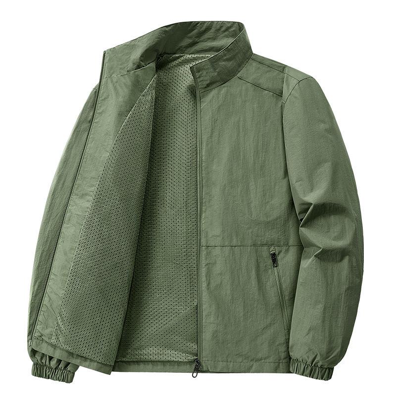 Men's Jacket Spring and Autumn New Fatty Fat Big Size Casual Stand Collar Solid Color Loose Jacket Top