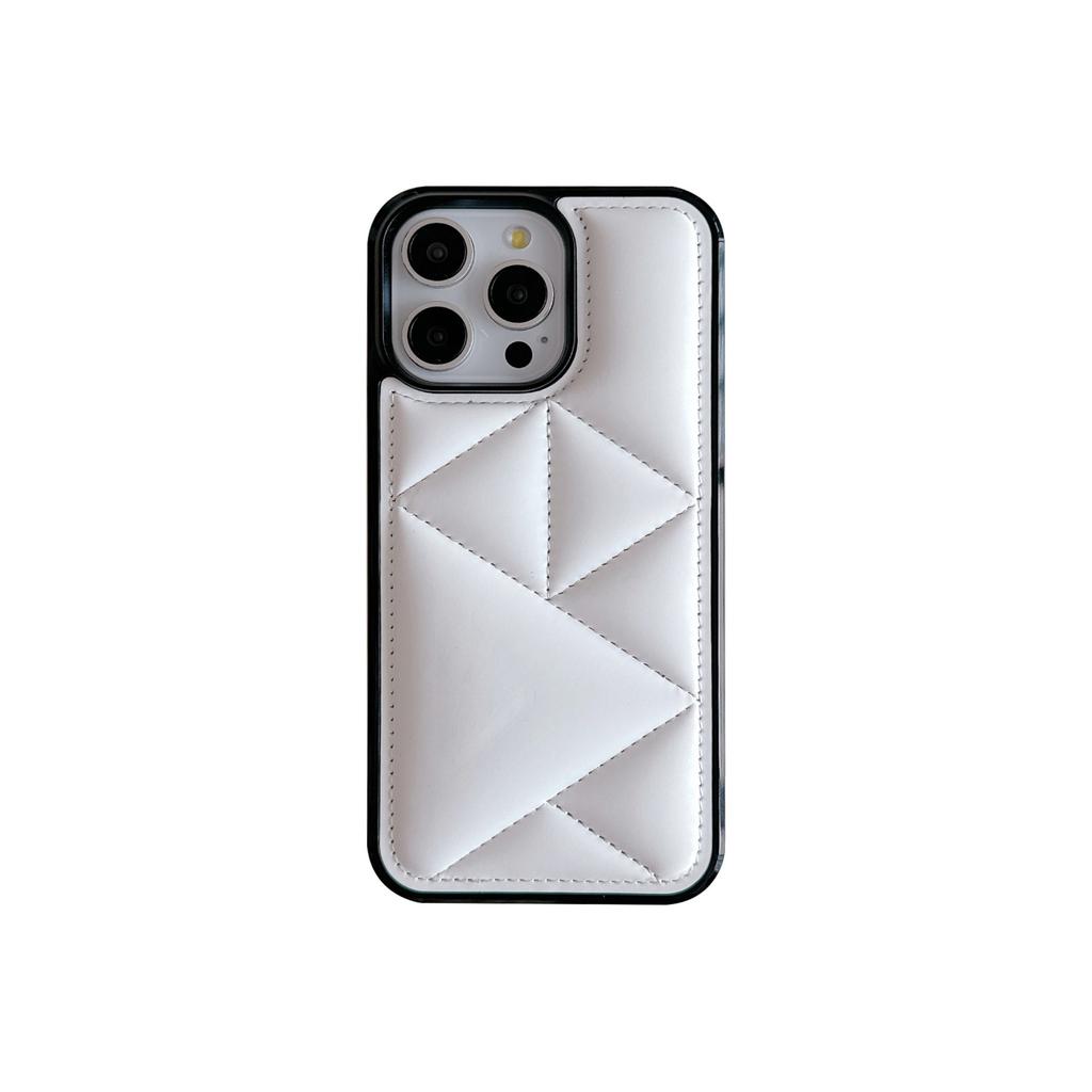 Suitable for iPhone15 mobile phone case 13Pro three-dimensional geometric prismatic solid color leather case 14plus all-inclusive anti-drop