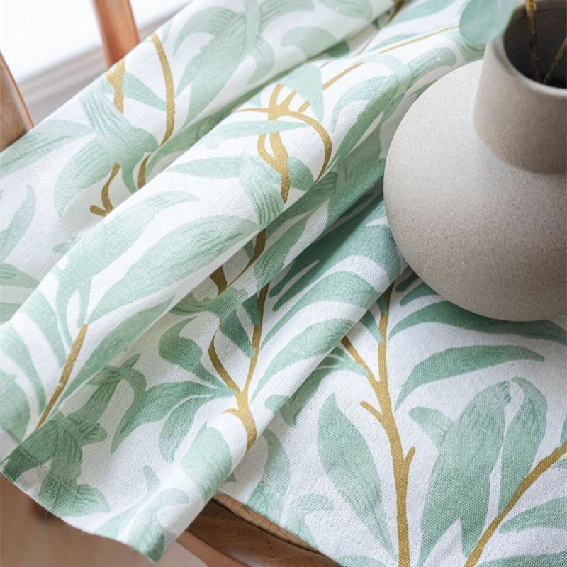 Botanical Leaf Print Curtains - Semi-Sheer Kitchen Valance & Bay Window Drapes | Ready-Made Light Filtering Sheers (Hooks/Rod Pocket)