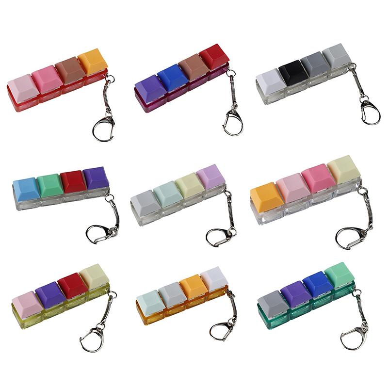 4-Keys Mechanical Keyboard Key Toy Keychain Party Stress Relief Diy Fidget Button Keycap Fidget Keyboard Toys Finger Keyboard