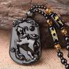Black Glass Premium Zodiac Pendant Men's Fashion Necklace Gift Jewelry Necklace