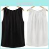 Chic Sleeveless Chiffon Tank Top Elegant Round Neck Pullover For Women