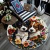 Two Cute Puppies Round Area Rug,Carpet Rug for Living Room Bedroom Sofa Playroom Decor,Non-slip Floor Mat