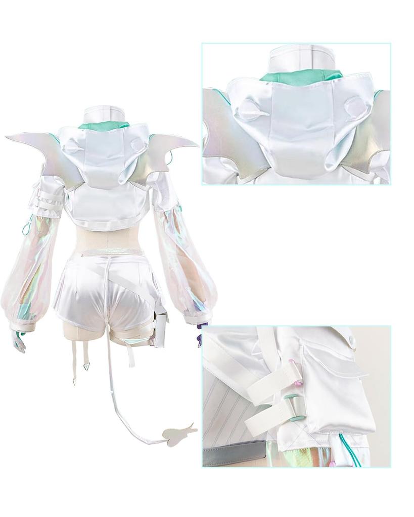 Tokoyami Towa Cosplay Costume with Cyberpunk Full Adult Costume for School YouTuber Tokoyami Towa Cosplay Towa Wig Size [Excellent Quality] Wig,