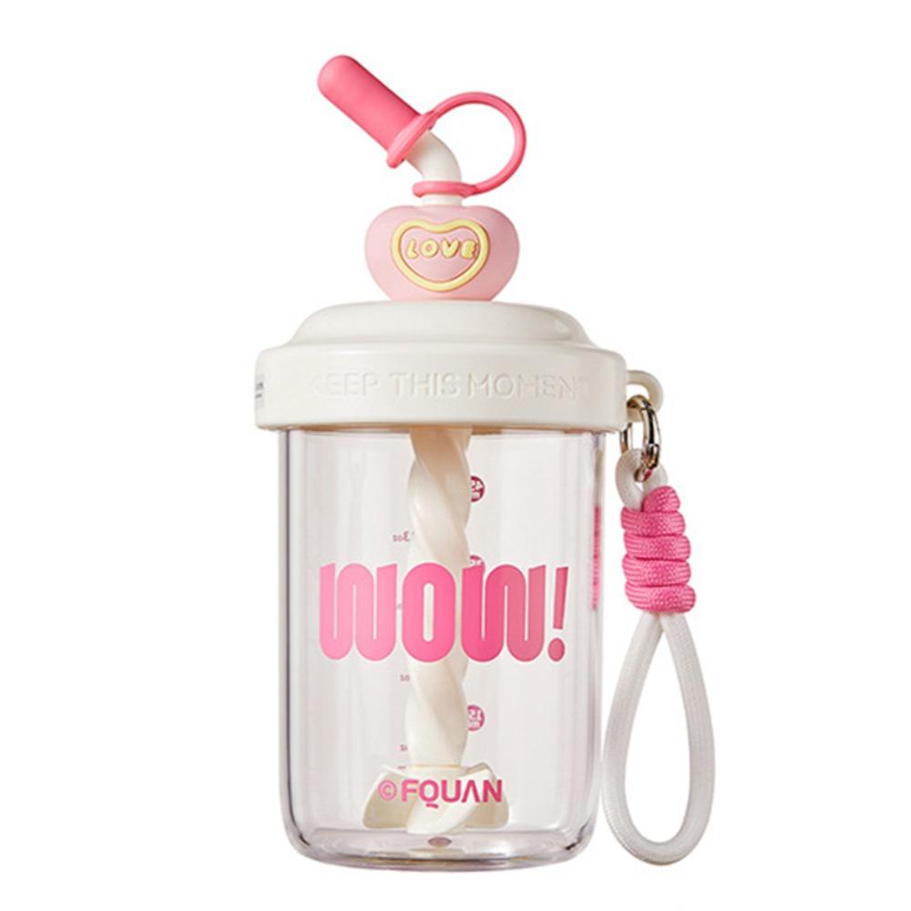 580ML Drinking Cup With Straw Stirring Cup Kawaii Whey Protein Shaker Bottle  Fruit Juice