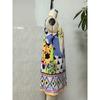Women Sexy European American Printed V Neck Camisole Mid Length A Line Dress
