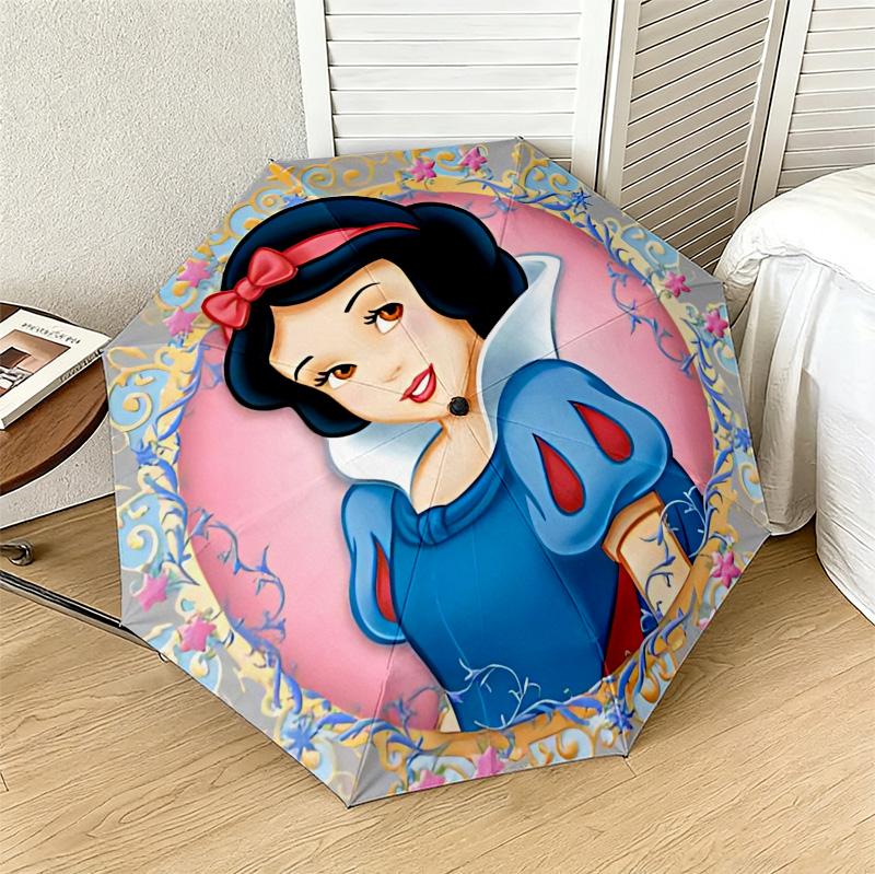 Princess Snow White 8 Ribs 3Fold Black Glue Uv Protection Umbrella Sun Protection Rainproof Compact Folding Umbrella For Travel Daily Use C923951