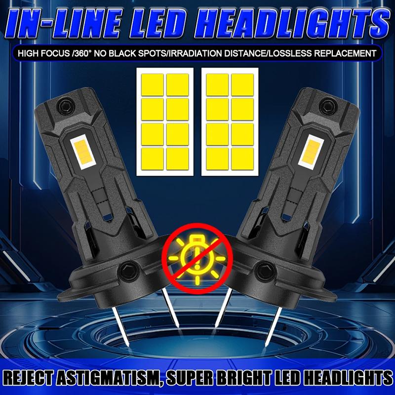 2Pcs 1500W Turbo H7 LED Headlight Bulbs CANBUS Lights 1200000LM Mini Lamp 1:1 9084 CSP Wireless Car LED Plug and Play 6000K 12V
