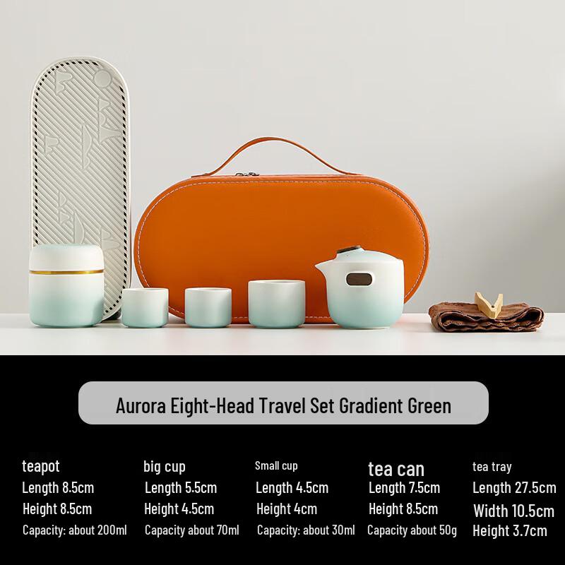 Northern Lights 8-Piece Portable Ceramic Travel Tea Set