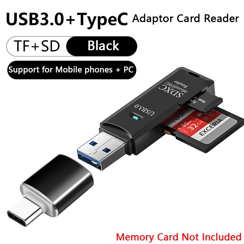 Vysokorychlostní USB 3.0 čtečka karet 2 v 1 pro SD a TF karty, podporuje až 512 GB