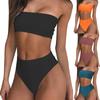 Dameseksy ensfarget braletttopper bikinsett todelt badedrakt