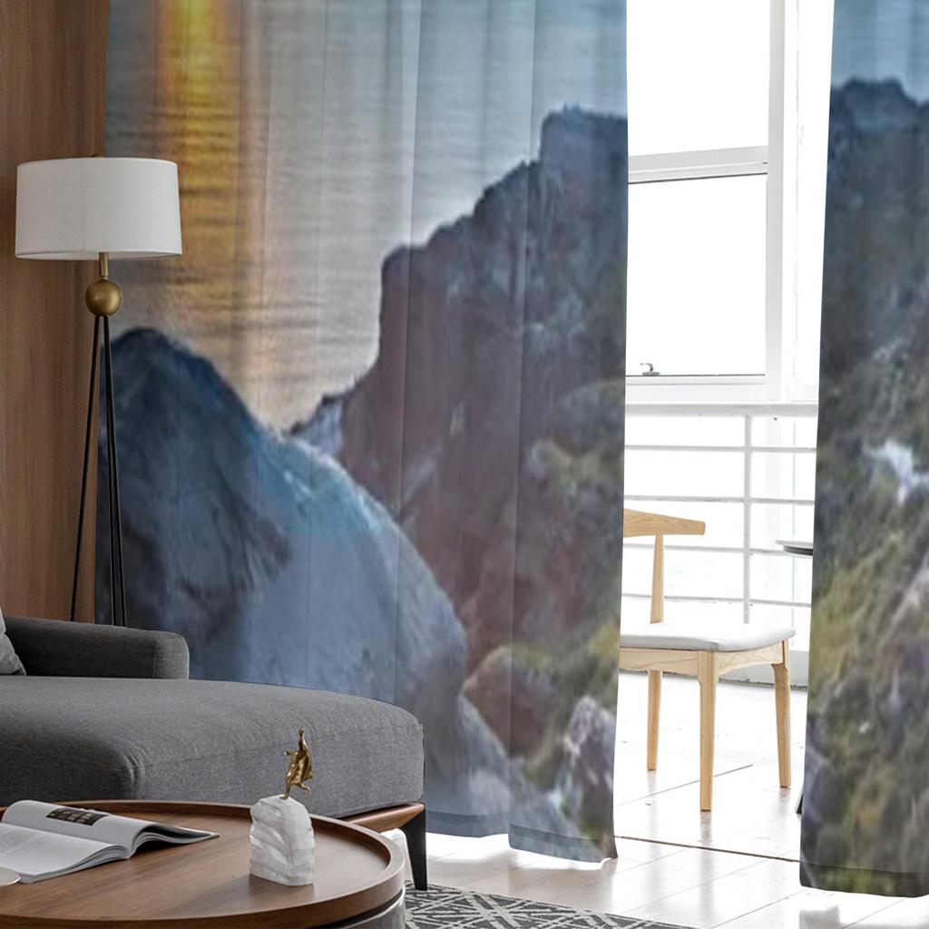 Santorini Insel in Griechenland Sonnenuntergang Chiffon Transparente Vorhänge für Wohnzimmer Schlafzimmer Küchendekoration Fenster Voiles Tüllvorhang